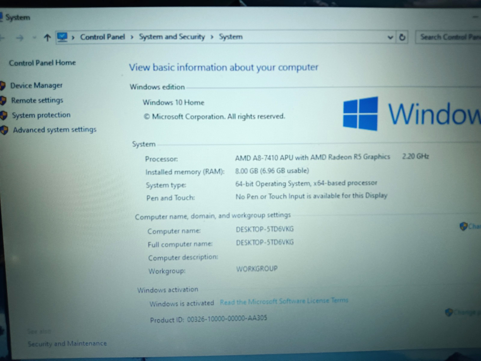 Acer E5-522-89W6/Amd A8-7410 2.20ghz/8gb/320gb/Windows 10 Home/Webcam/Hdmi/15.6