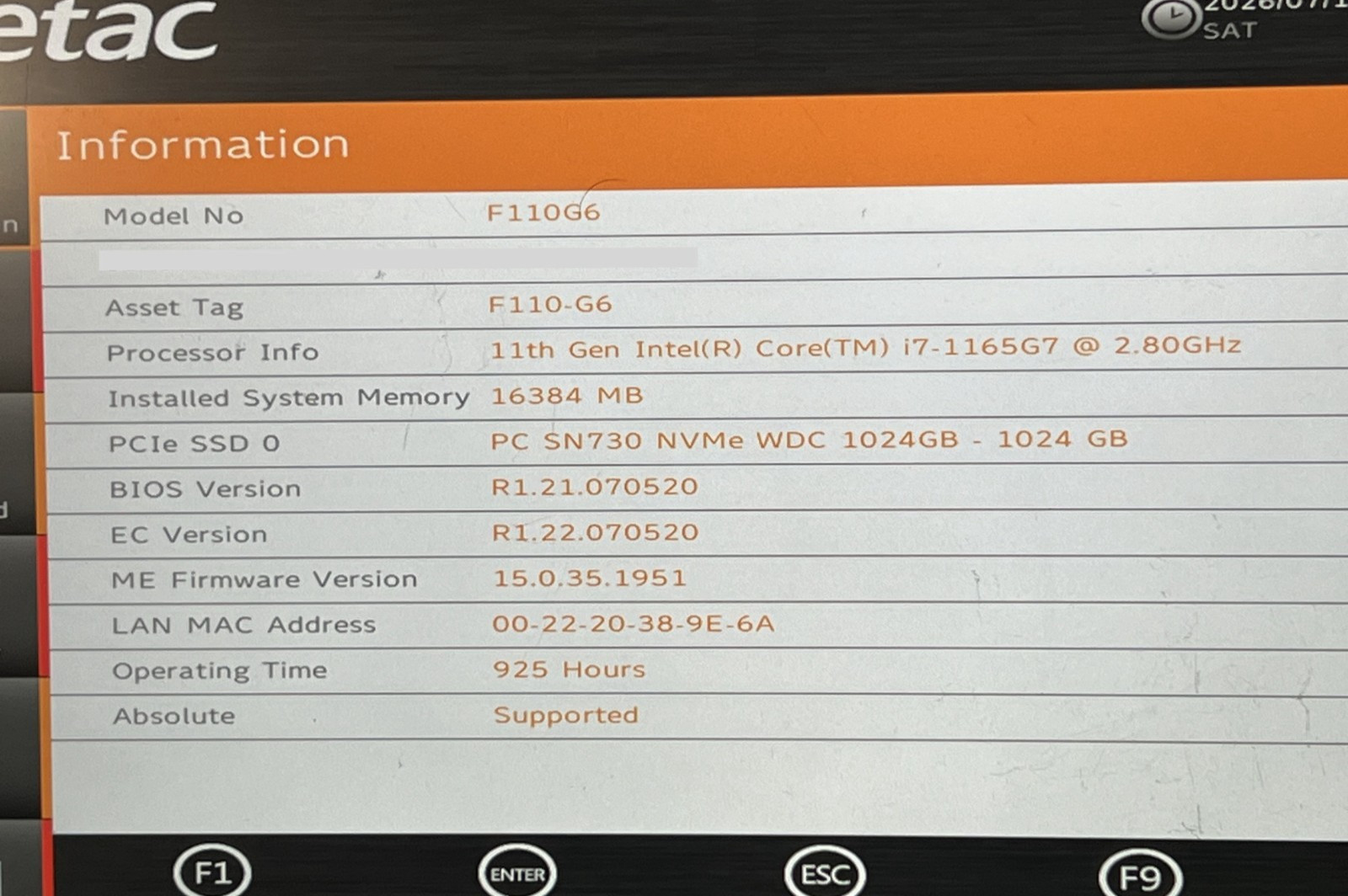 Getac F110 G6 | i7-11th Gen. | 16GB | 1TB SSD | WWAN | GPS Win11 Rugged Tablet