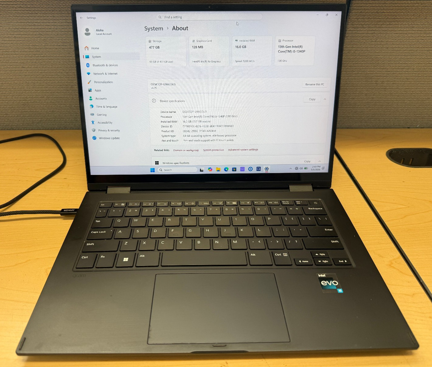 LG gram 14” 2in1 Thin Laptop Intel i7-1340P 16GB RAM 512GB SSD 14T90R-K.AAB6U1