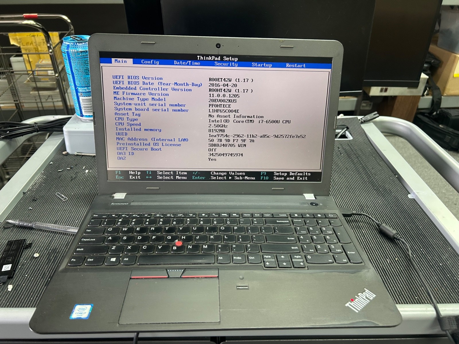 LENOVO THINKPAD E560 Laptop i7-6500U 2.50 GHZ, 8gb ram, No HD / OS