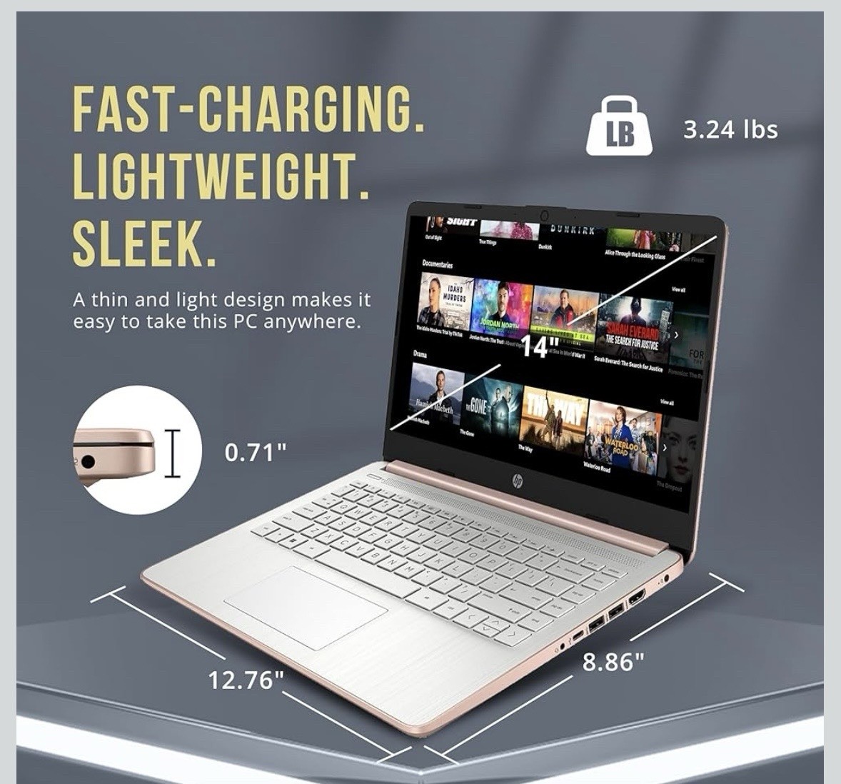 HP 14″ Laptop 4-Cores Intel N150 3.6GHz 4GB RAM 128GB UFS 14-dq6015dx Win11