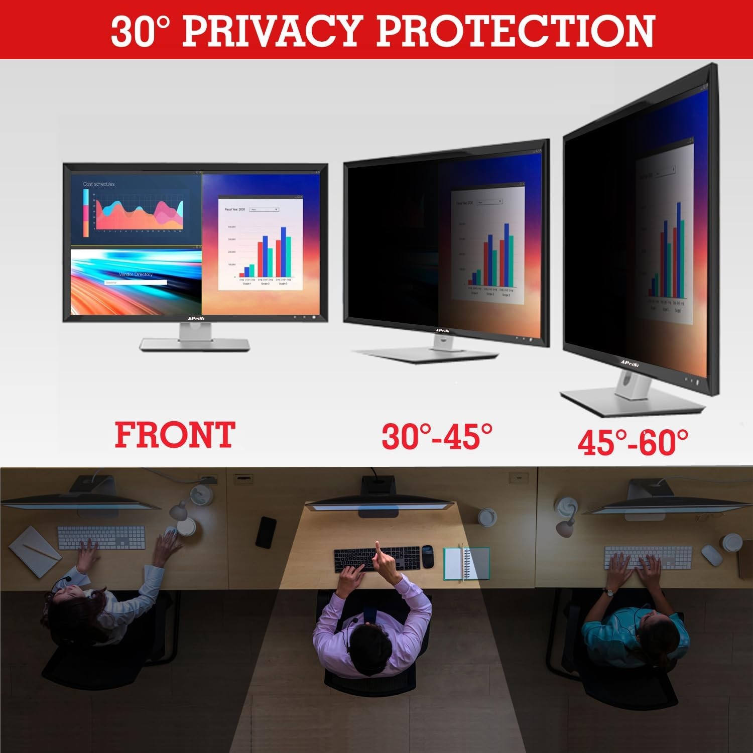 18.5 Inch Privacy Screen Filter for Computer 16:9 Widescreen Monitor Removable