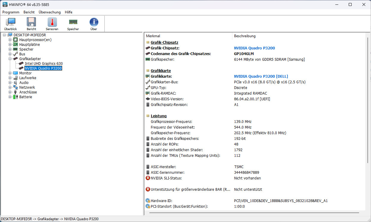 Dell Precision 7730 – i7-8750H 2.2GHz (96GB RAM / 512GB SSD / Quadro P3200)