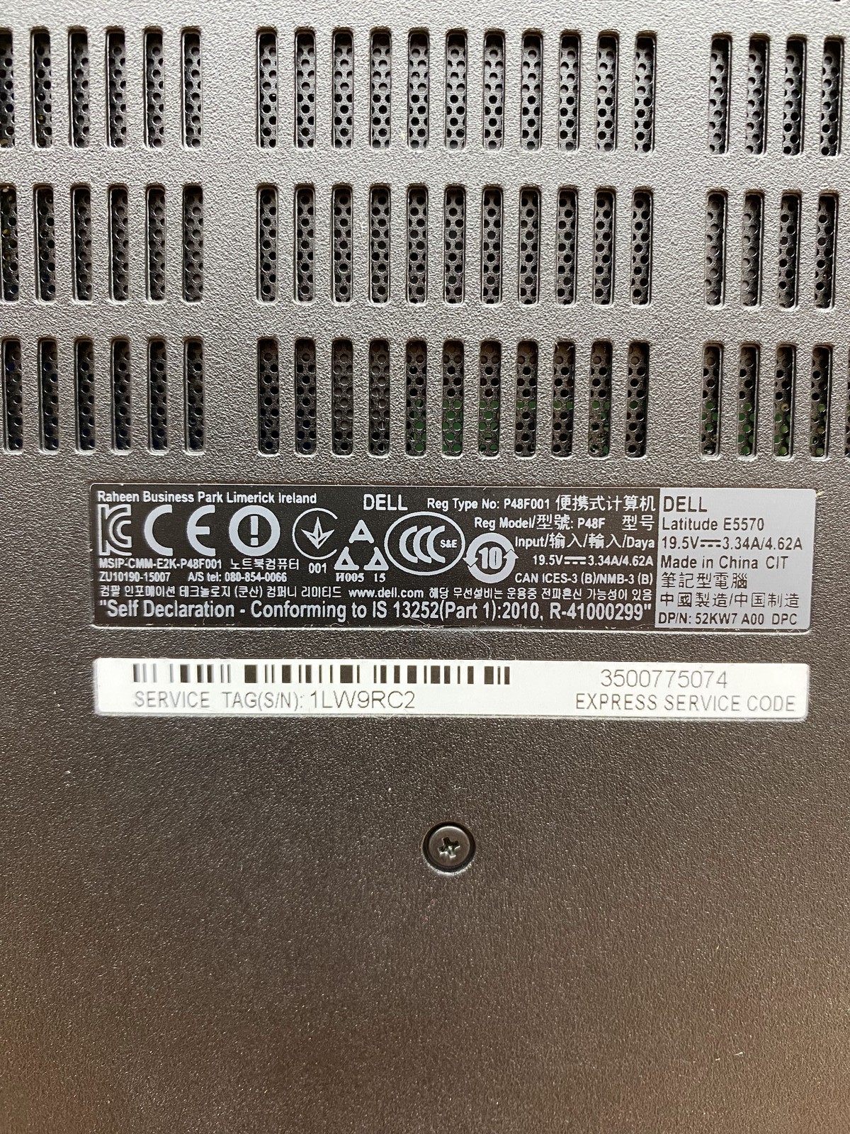 Dell Latitude E5570 Laptop Intel Core i3 6100U 2.3GHz 4GB RAM – No HDD