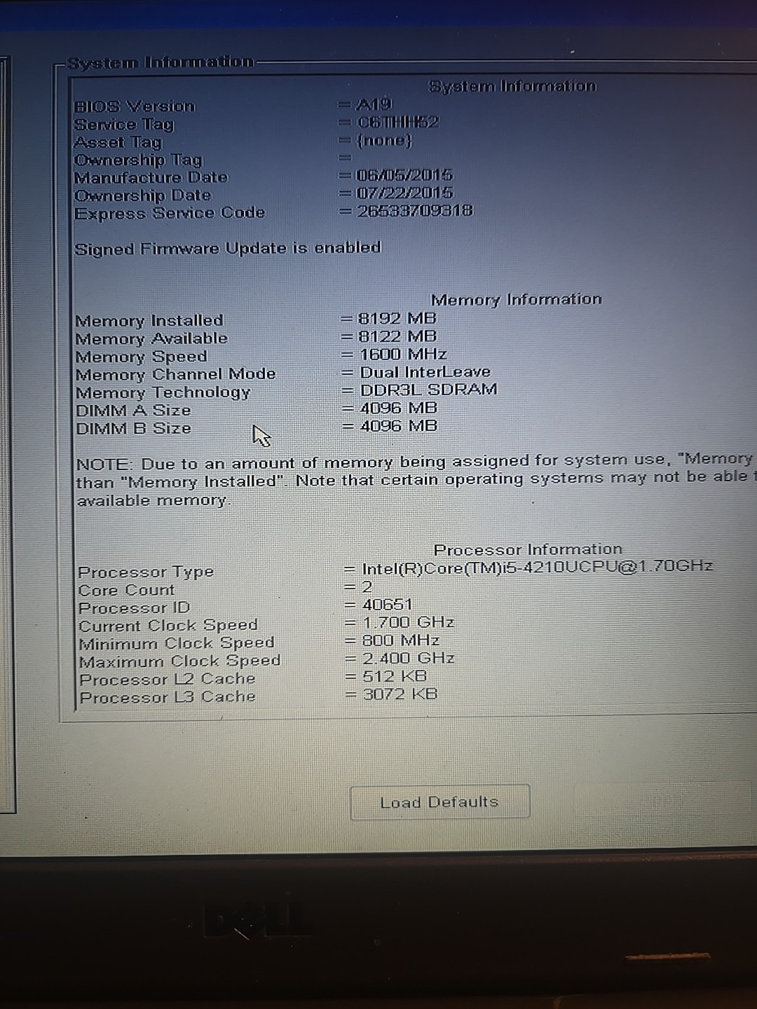 DELL LATITUDE 3340 Laptop w/ Intel Core i5-4210U 1.70 GHz 8 GB |No HD/No Charger