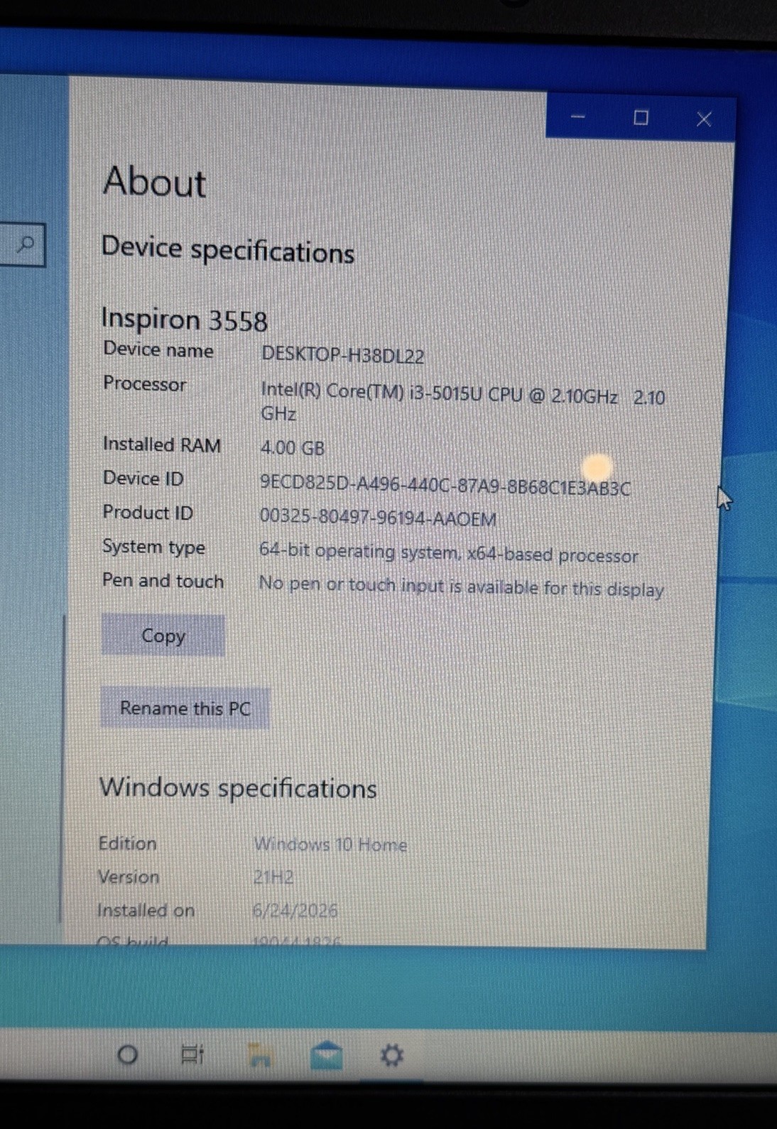 Dell Inspiron 15 3000 Series 15.6″ Intel i3-5015U 4GB RAM 1TB HDD Black