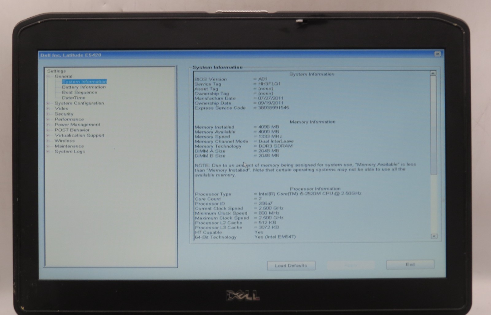 Dell Latitude E5420 _ i5-2520M @ 2.0 _ 4GB RAM _ No SSD / OS _ w/ AC *PARTS