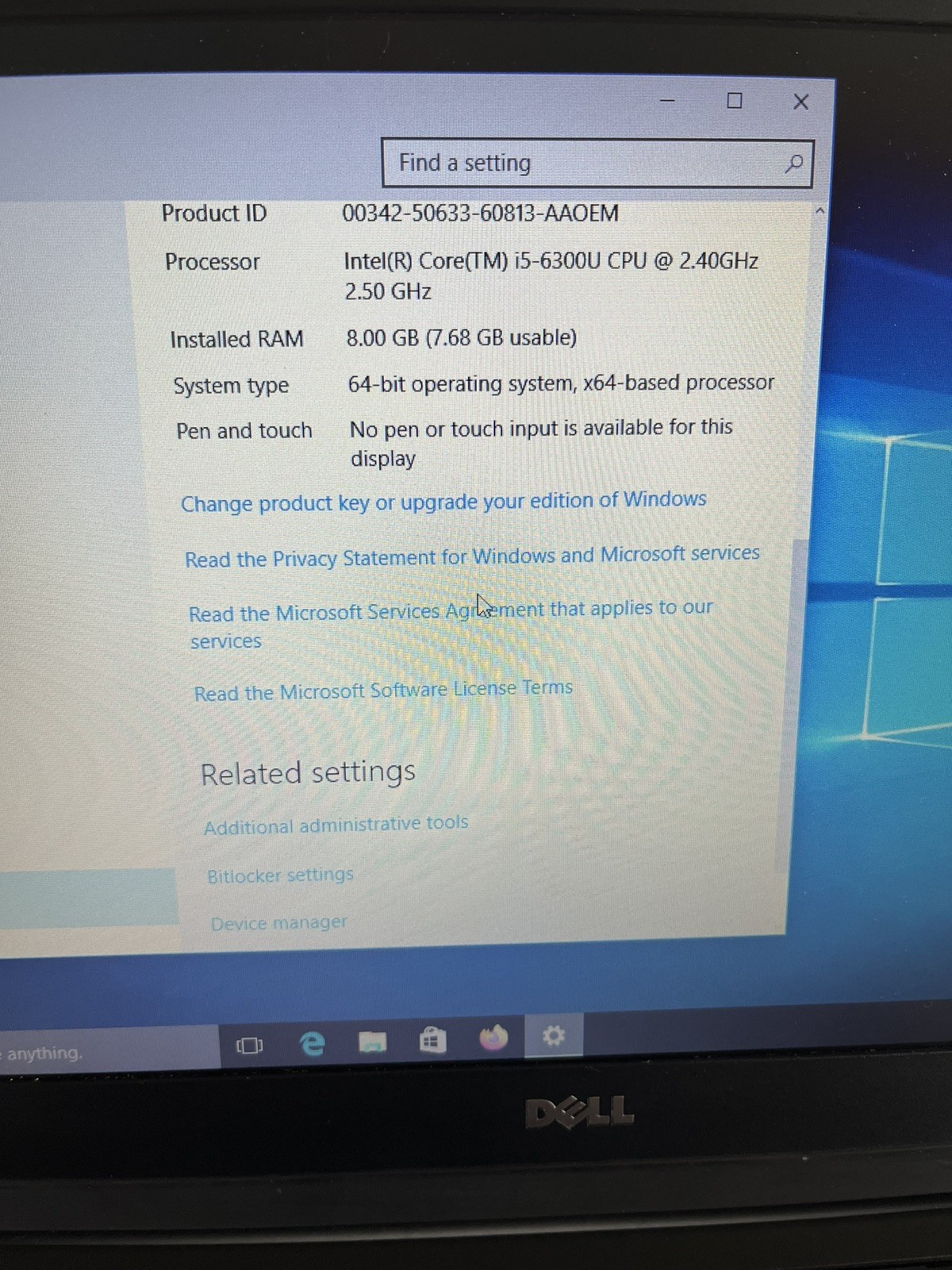 Dell Latitude E5470 14″ 256GB Intel Core i5 6th Gen 2.40 GHz 8GB Laptop Win 10