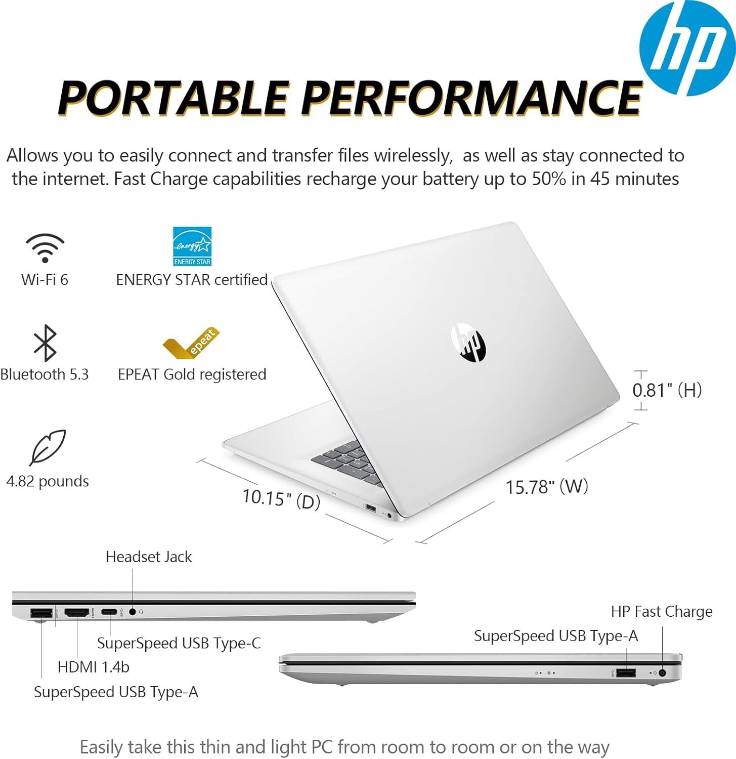 HP Laptop 17.3 FHD 6-Core Ryzen 5 7430U Upto 32GB RAM & 2TB SSD Win11 PRO+OFFICE