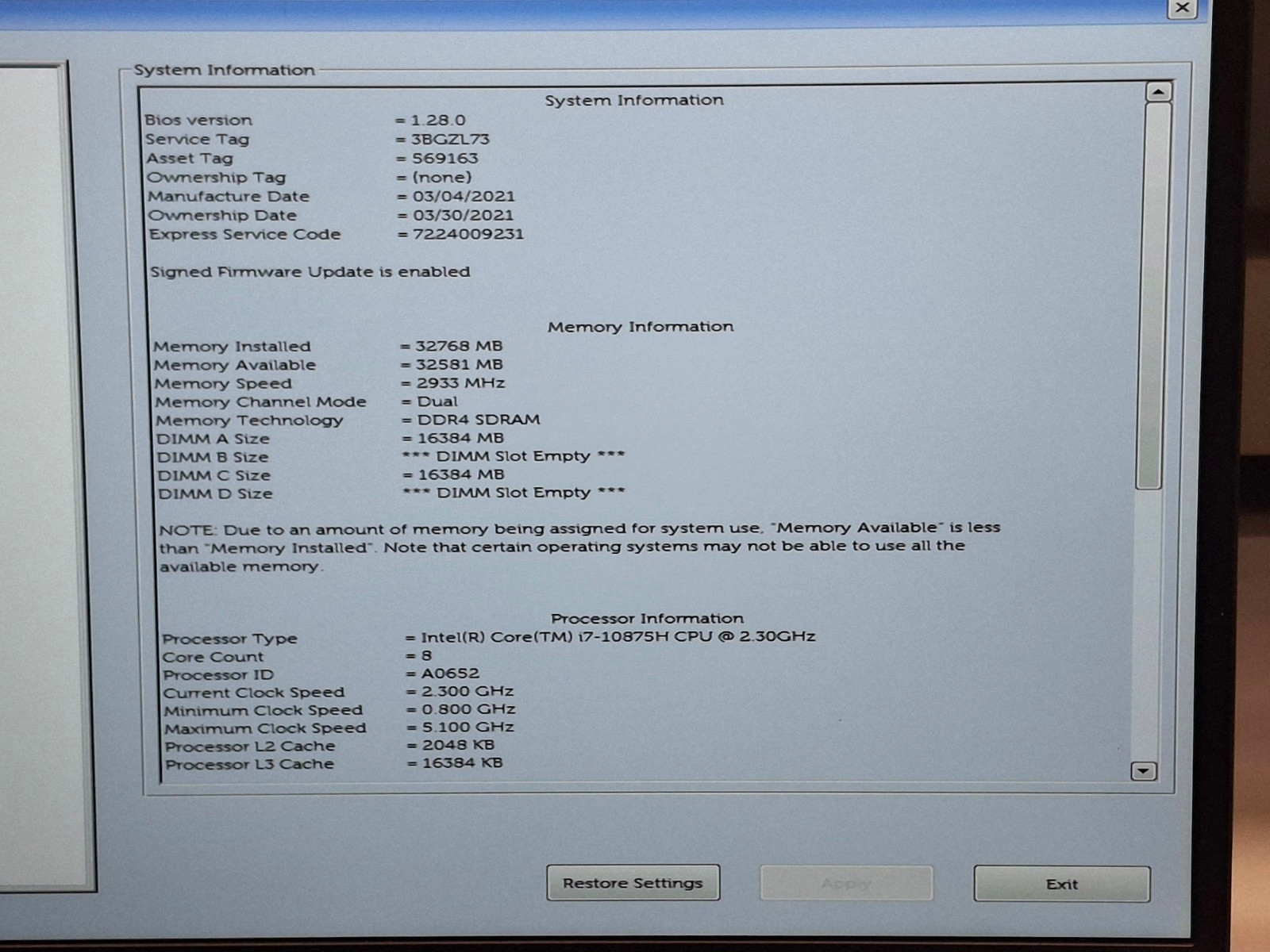 Dell Precision 7750 8-Core I7- 10875H 32GB RAM 512GB SSD 17.3″ FHD RTX4000
