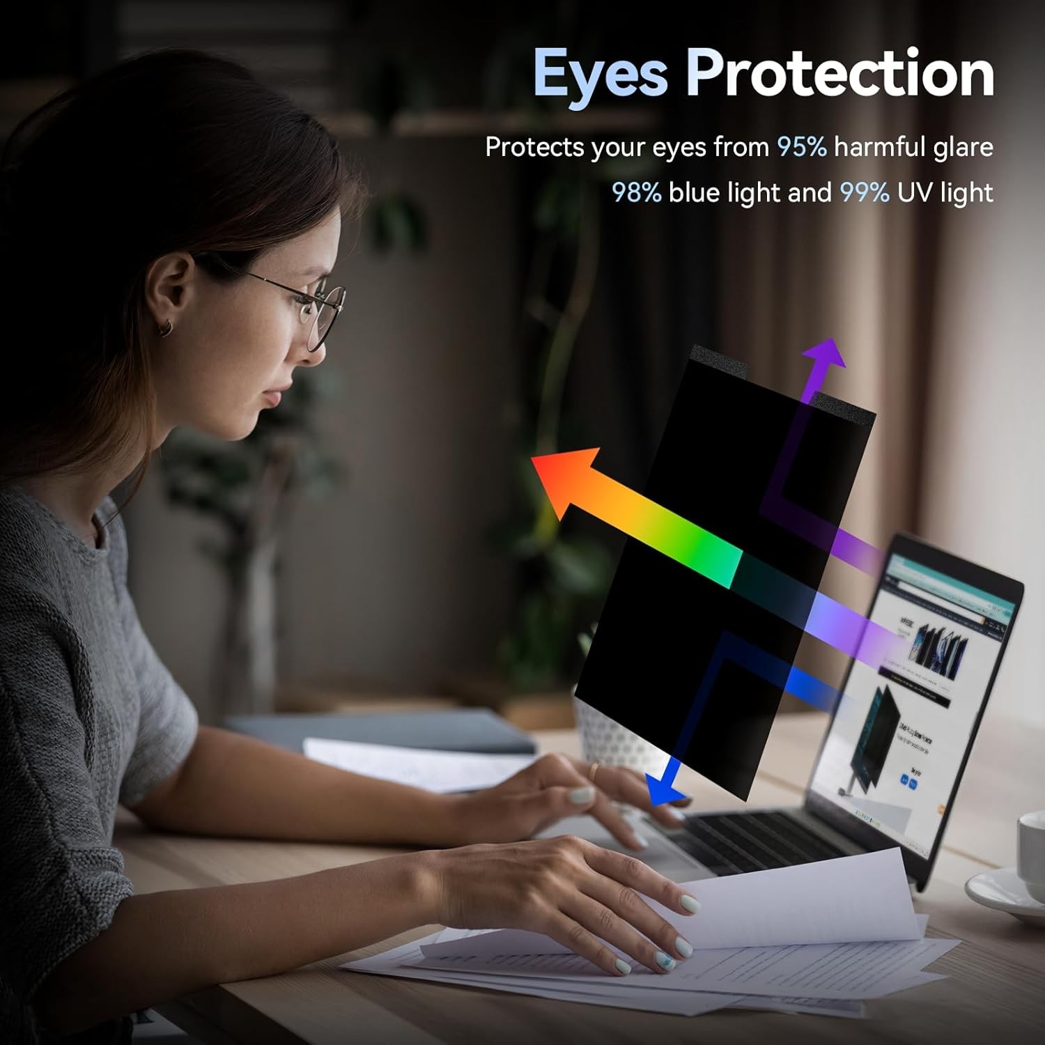 14 Inch Magnetic Privacy Screen for 16:9 Laptops, Removable Anti-Glare Filter