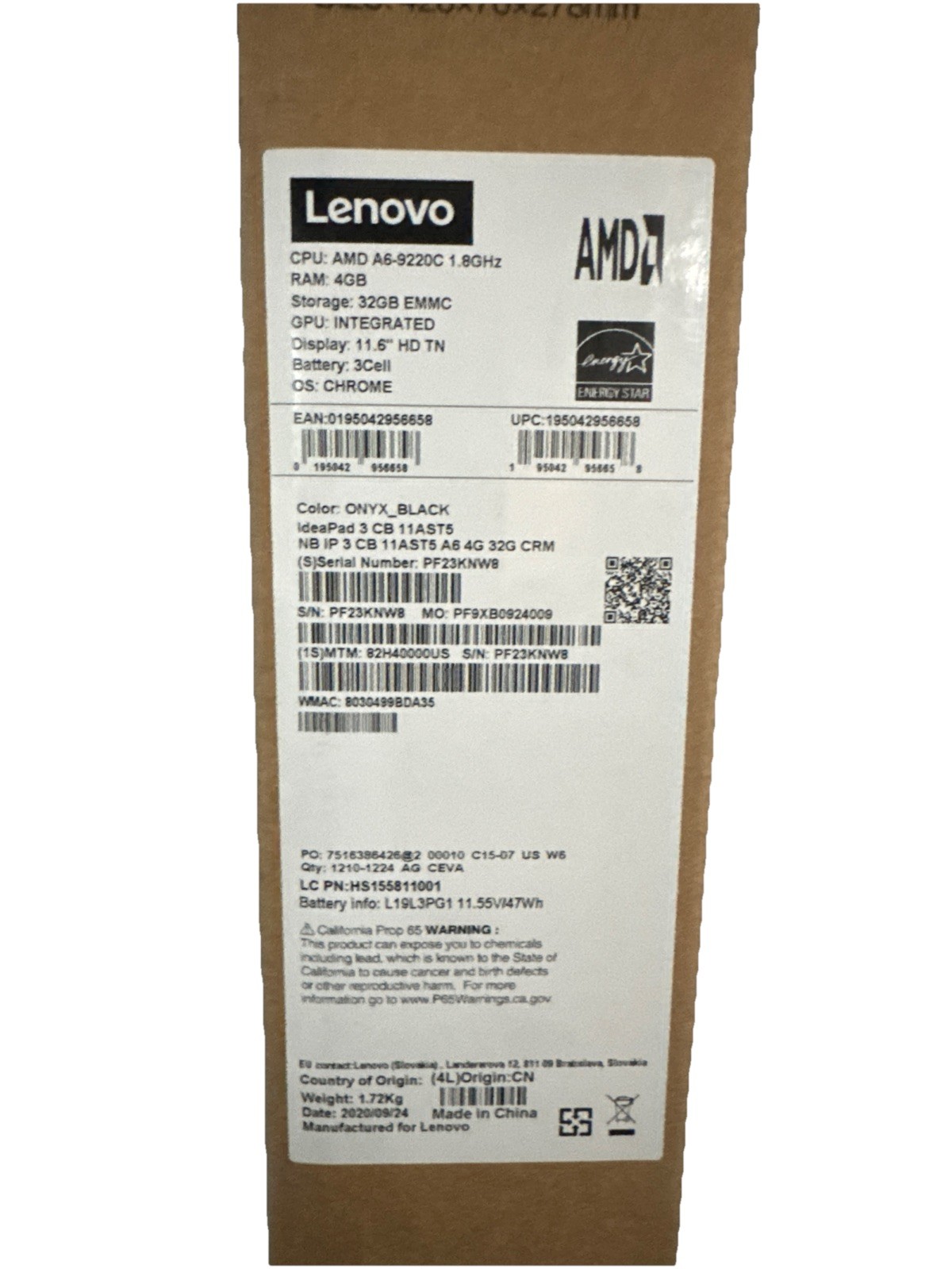 Lenovo Chromebook 3 11.6″ AMD A6 4GB RAM 32GB eMMC Laptop NEW SEALED