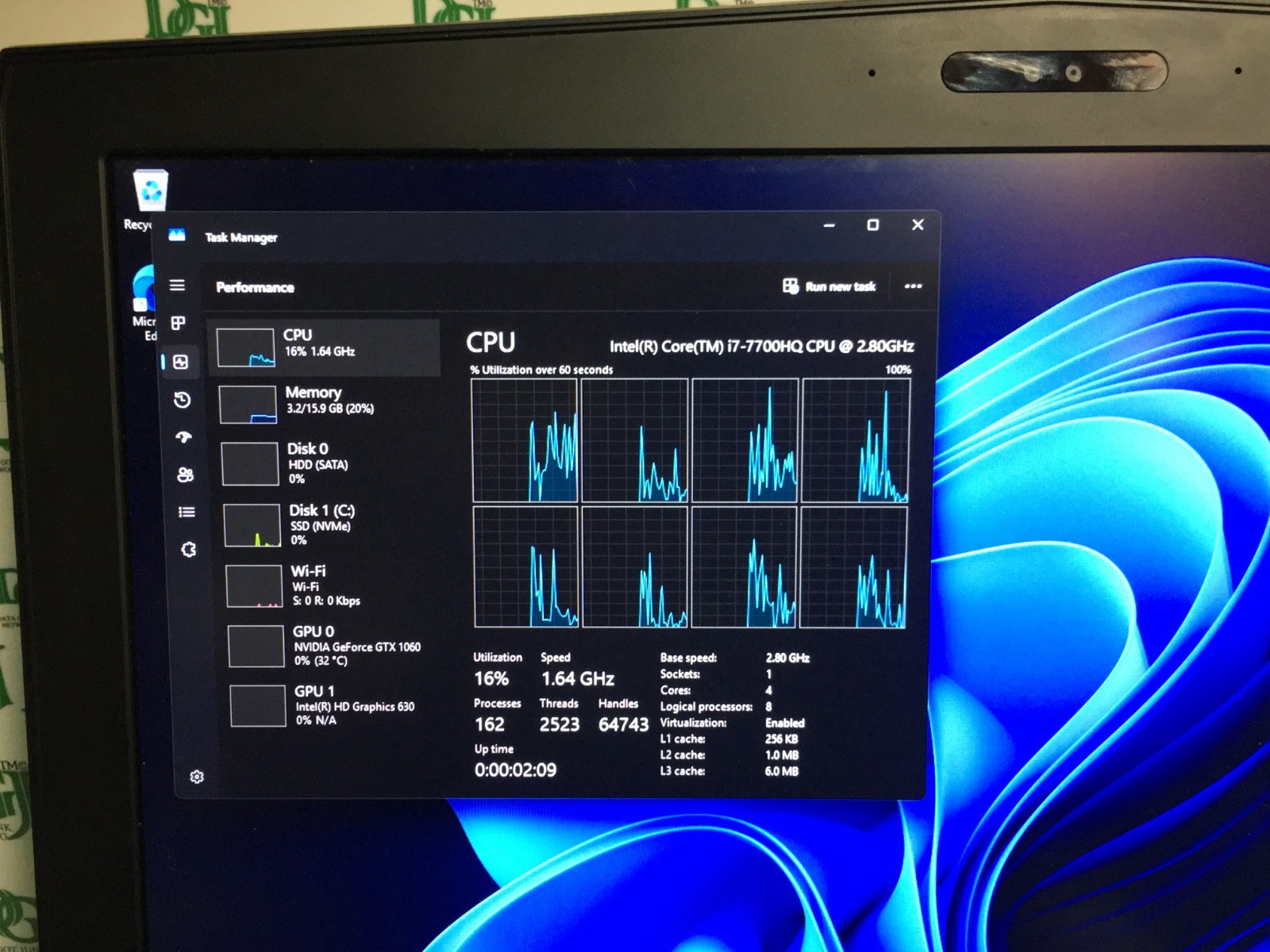 Dell Alienware 15R3 i7-7700HQ 2.80GHz 16GB 1TB EVO M.2 1060GTX Win 11