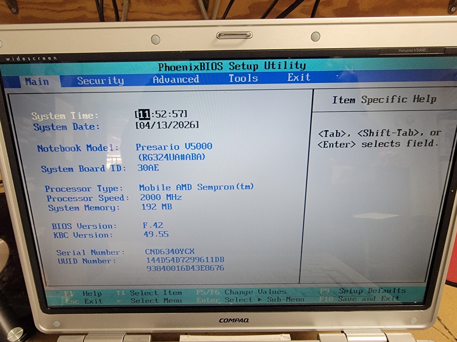 Compaq Presario V5000 – 15.4″ AMD SEMPRON 256MB Laptop – Sold for parts