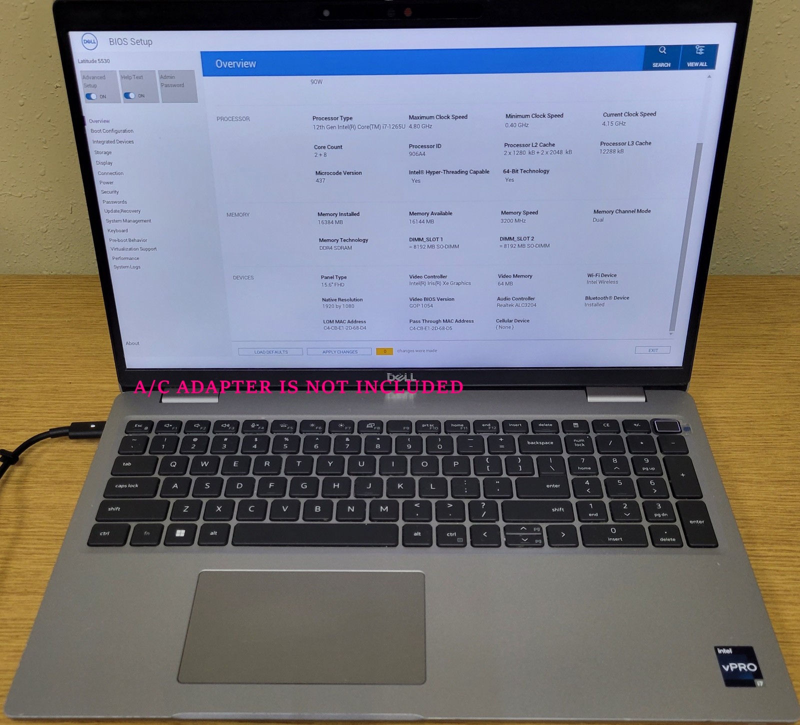 Dell Latitude 5530 i7-1265H 16GB 256GB NVMe Touch screen No OS/BATT**GRADE B**