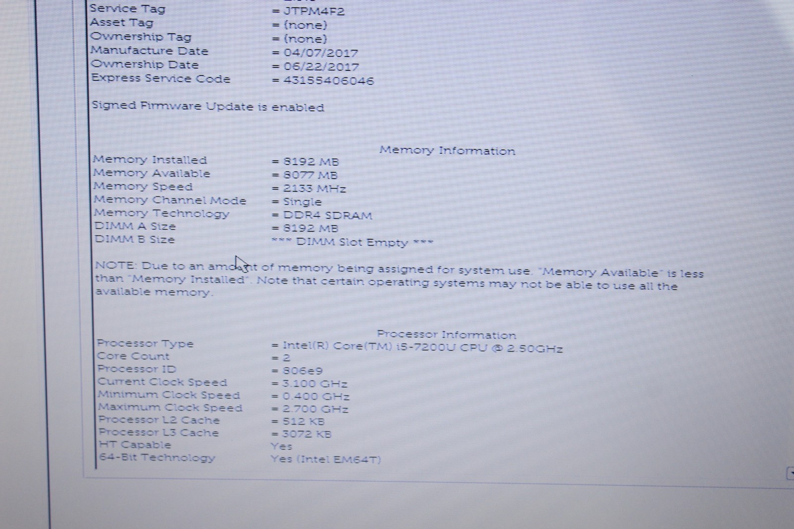 BAD BAT AS IS Dell Inspiron 3567 15.6″ Intel Core i5-7200U 2.50GHz 8GB RAM 500GB