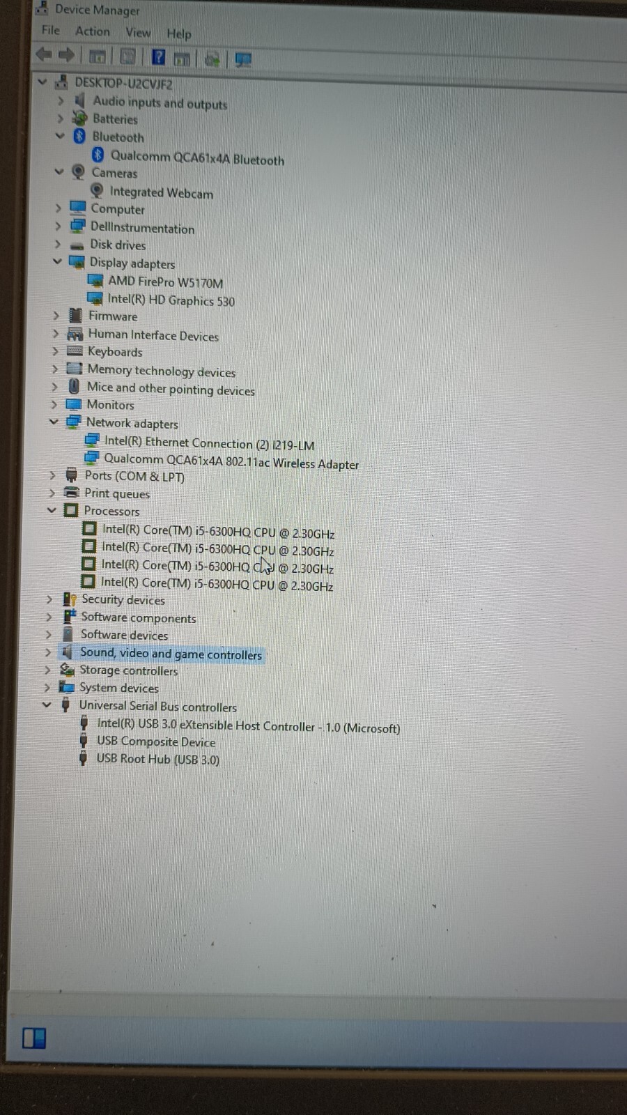 3011 Precision7510 Gamer. No charger. i5-6300HQ.16GB.256GB M.2.15.6″FHD.Hybrid