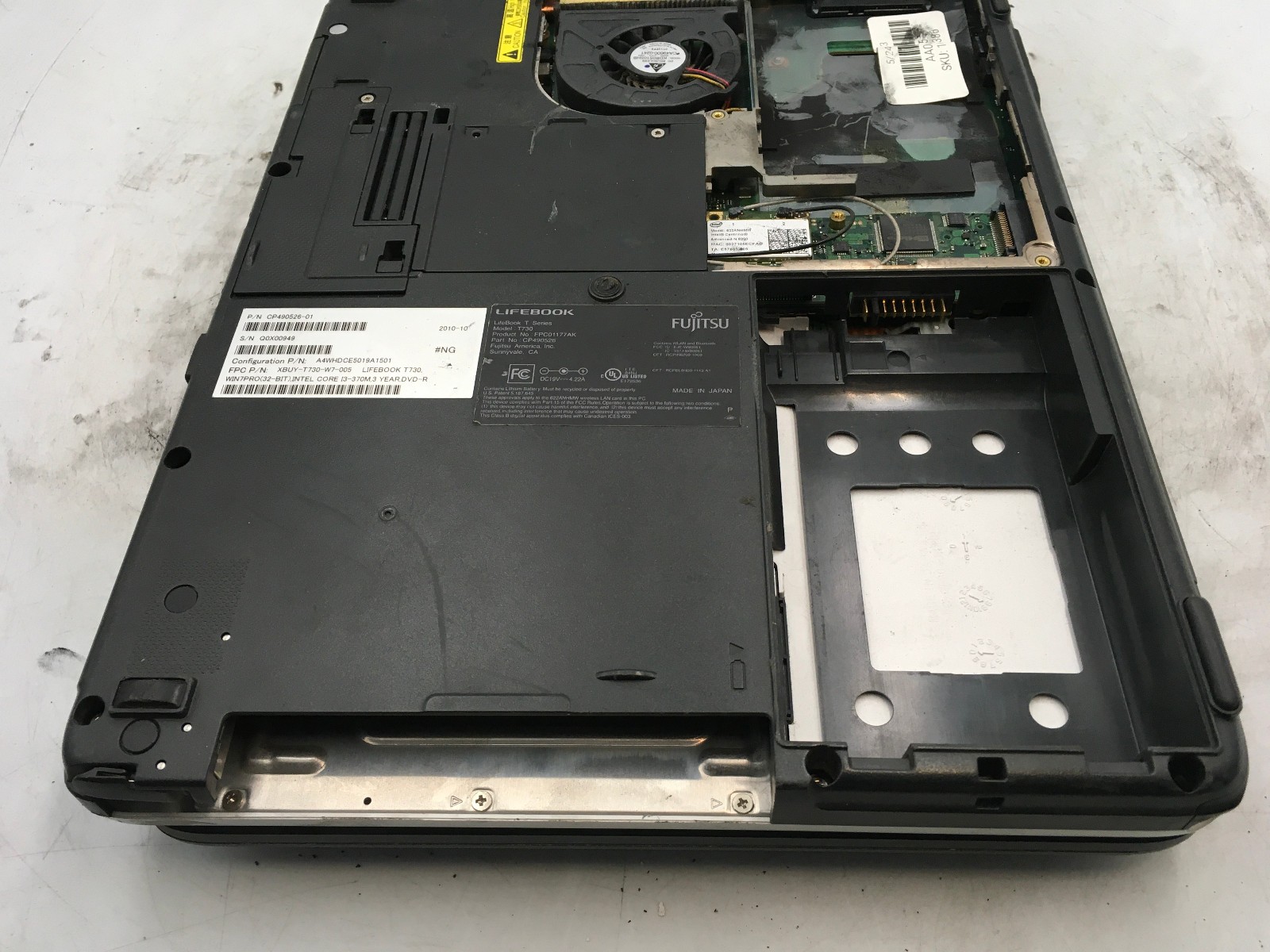 FUJITSU LIFEBOOK TSERIES T730 – BOOTS TO BIOS – INTEL I3 M370 – 4GB RAM -READ-BB