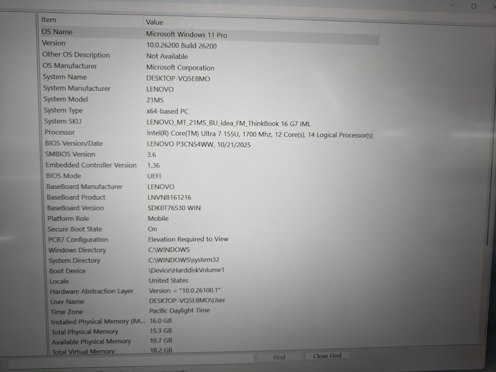 Lenovo Laptop ThinkBook 16 G7 IML 16″ Intel Core Ultra 7 155U 512GB- Silver