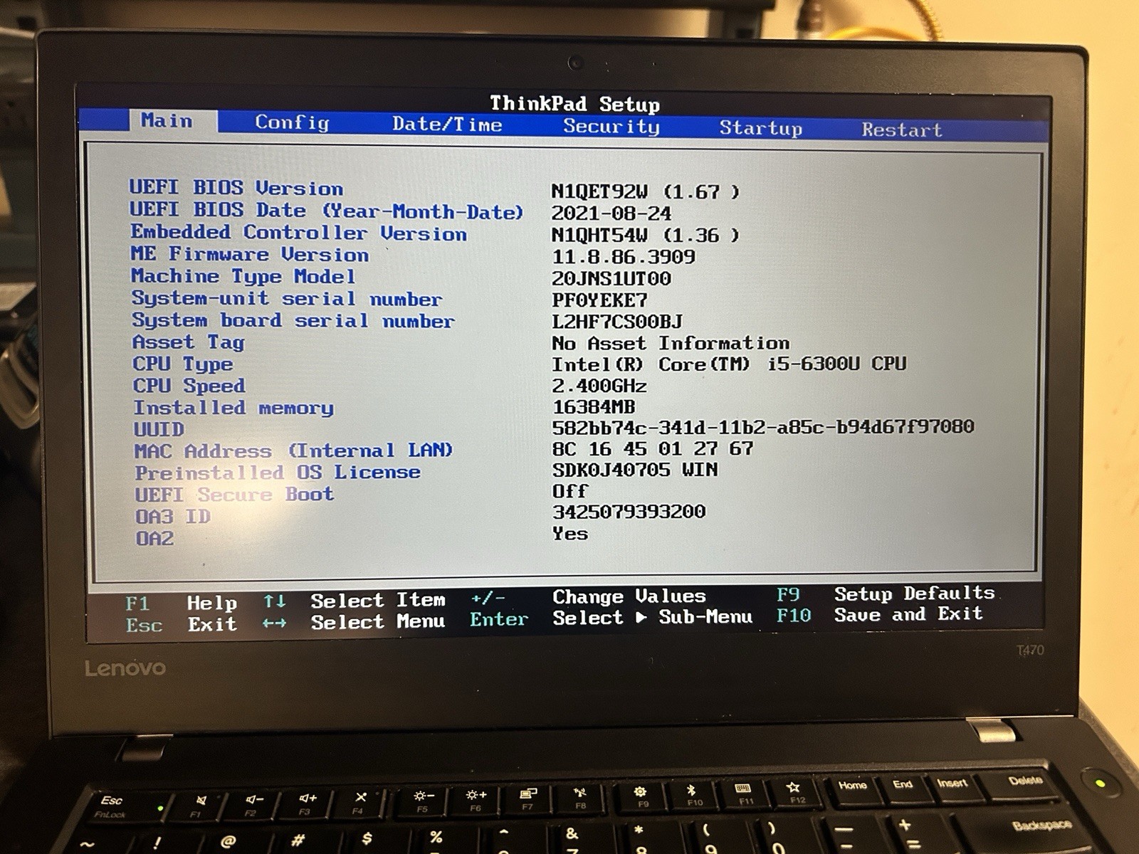 Lenovo ThinkPad T470 i5-6300U 16GB RAM 2.4Ghz SSD FHD. NO/OS/HDD.