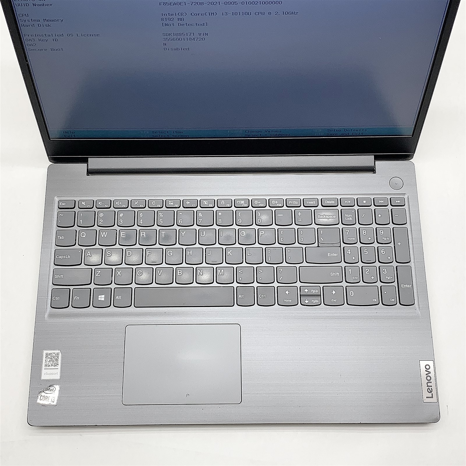 Lenovo V15 G1 Laptop Intel Core i3 10110U 2.10GHZ CPU 15.6″ HD 8GB RAM NO HDD