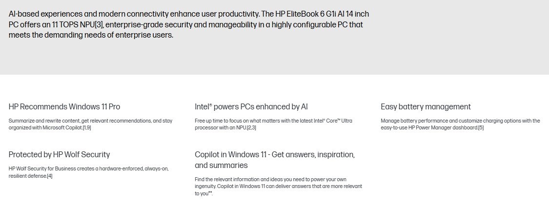 HP EliteBook 6 G1a Laptop PC 14″ WUXGA R5 235U 32GB 512GB SSD BL Key Pro