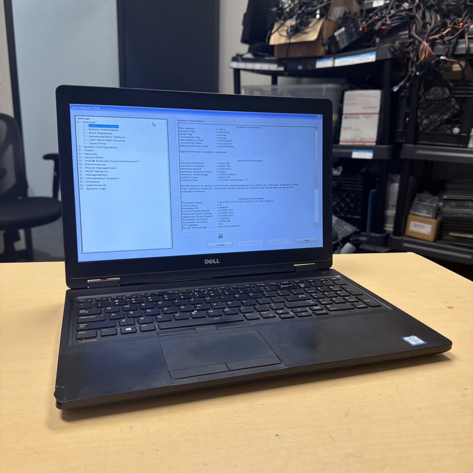 *READ Dell Latitude 5580 15.6″ Laptop Intel i5-7300U 2.60GHz 8GB RAM No HD/OS