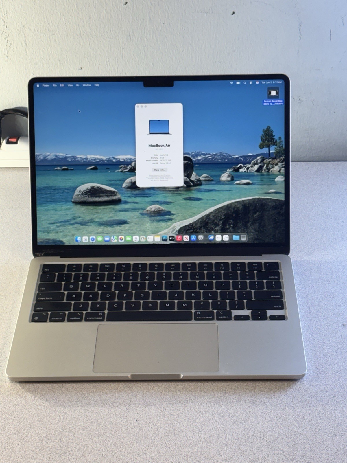 Apple MacBook Air M2 2022 Model 13.3″Gray (256GB SSD, 8GB Ram) Charger Included