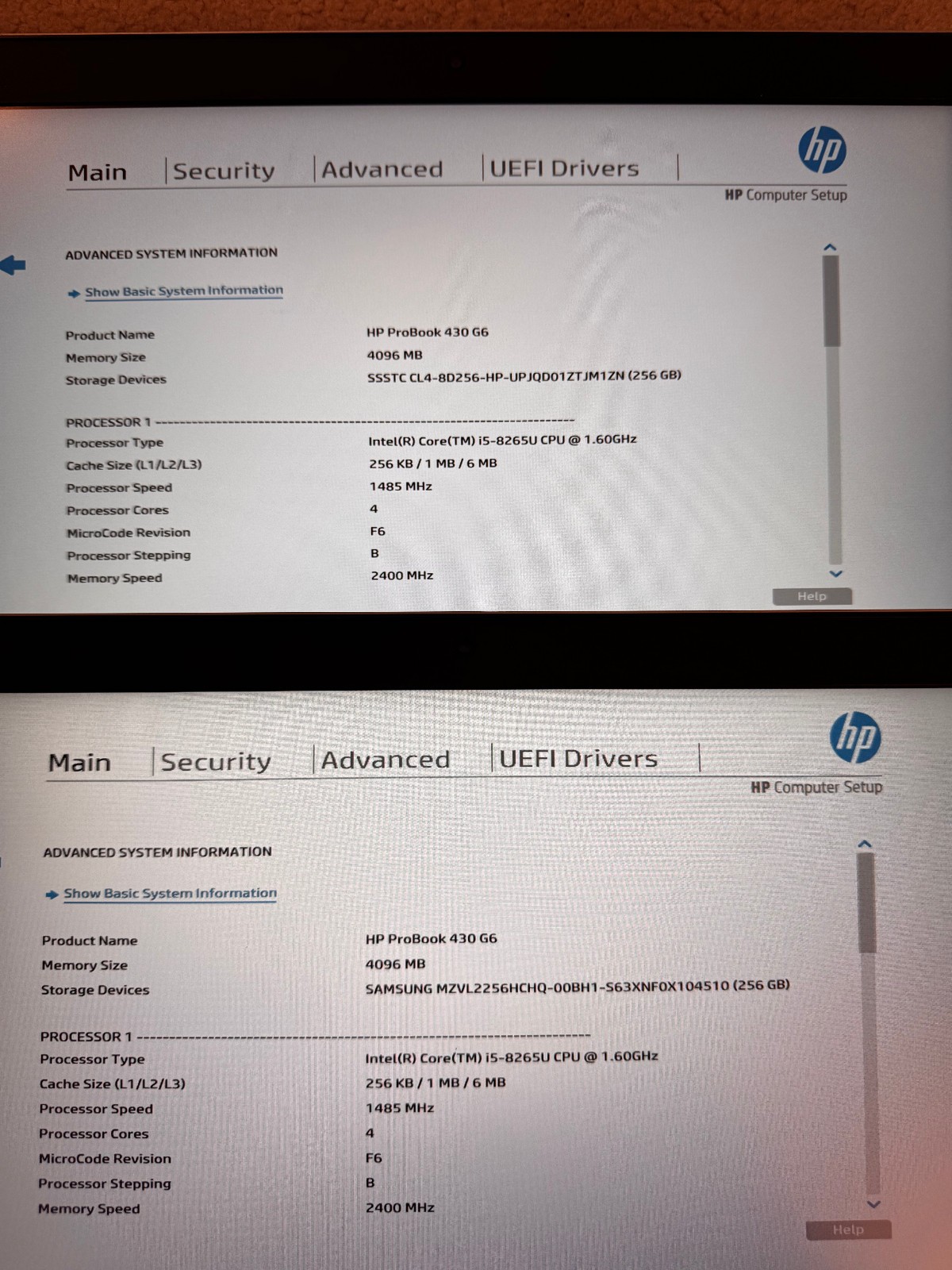LOT 2 HP PROBOOK 430 G6 LAPTOP 5VD73UT 13.3″ 256GBSSD 4GBRAM i5-8265U WIN11PRO