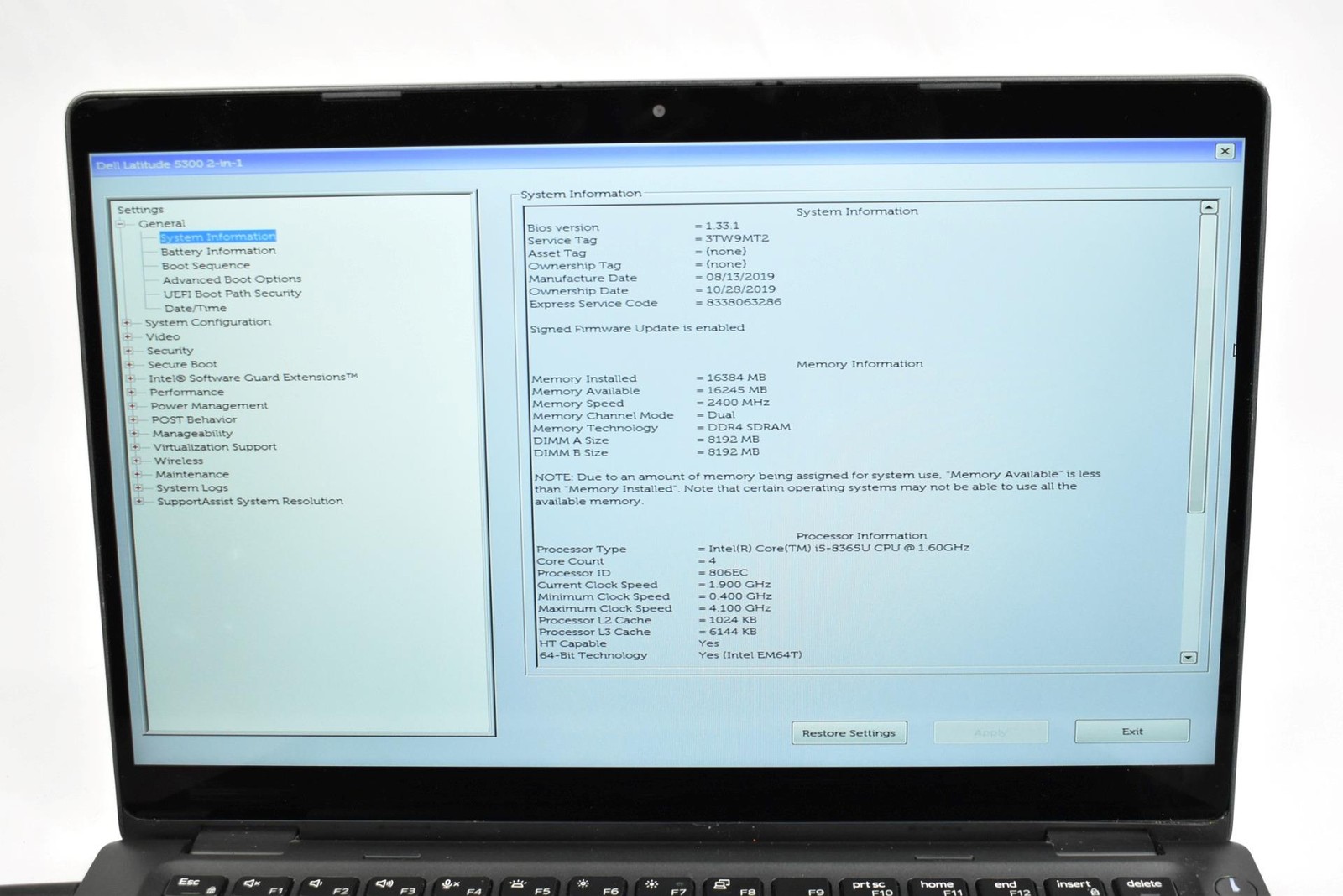 Dell Latitude 5300 2-in-1 Laptop i5-8365U 1.6GHz 16GB 256GB No OS *See Details*