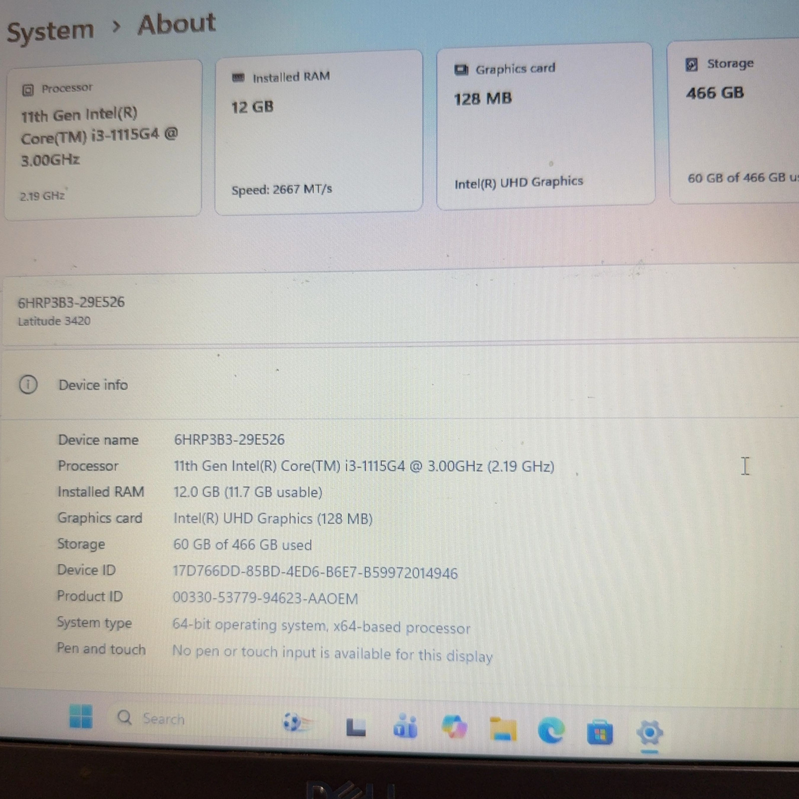 Dell Latitude 3420 Laptop i3-1115G4 12GB RAM 500GB SSD Win 11 Pro