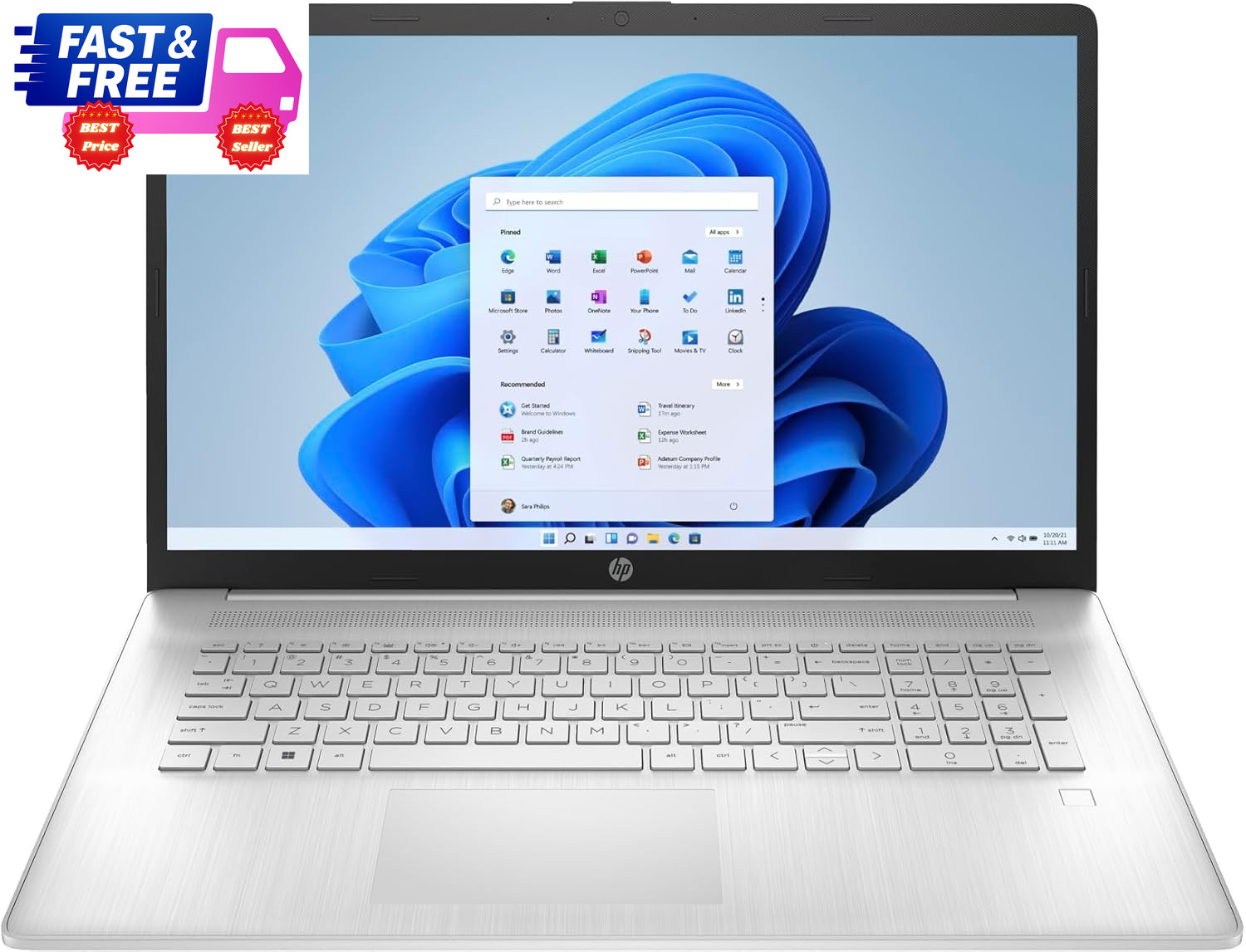 17.3″ FHD Laptop Ryzen 5 5500U 8GB RAM 256GB SSD IPS Display Silver