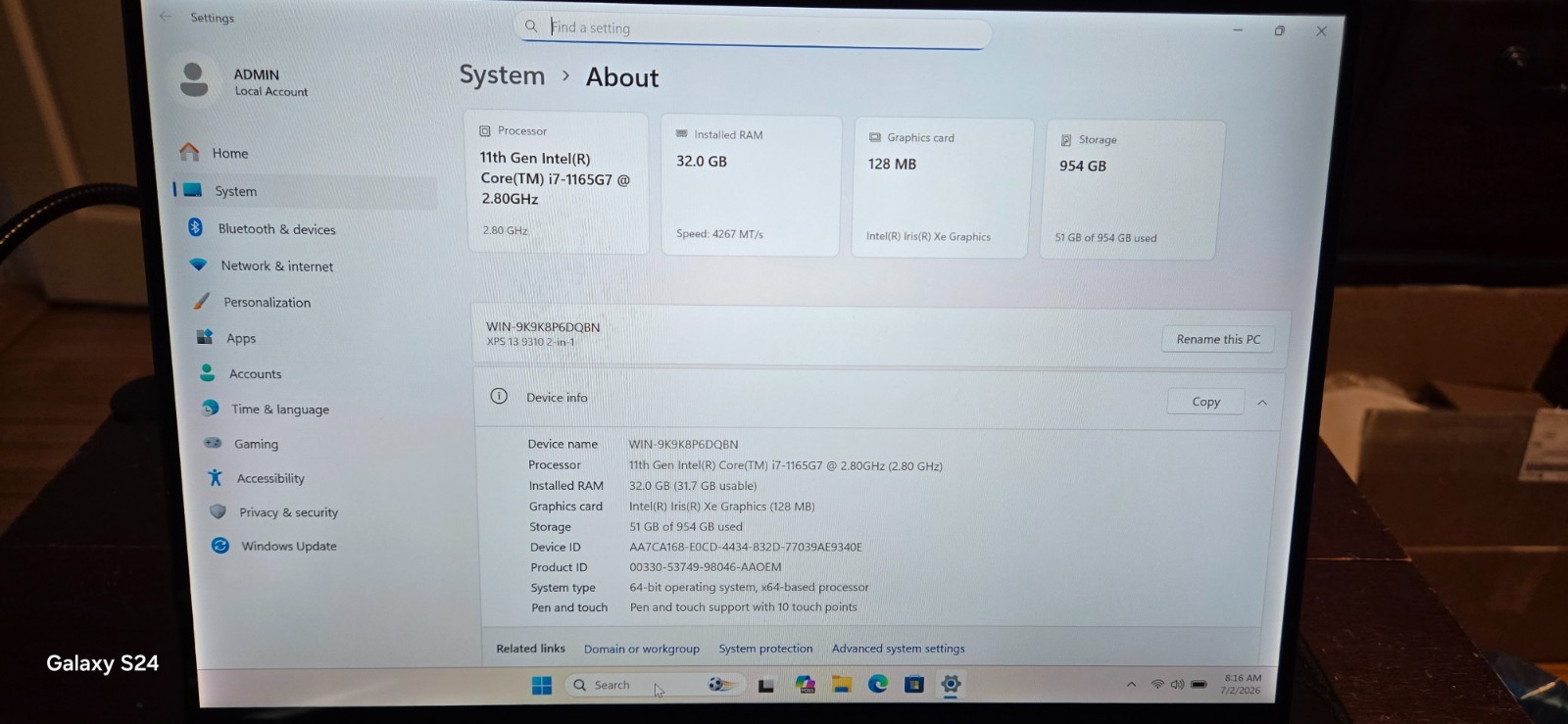 4K Touchscreen Dell XPS 13 9310 2-IN-1 | I7-1165G7 2.8GHz, 32GB Ram, 1TB SSD