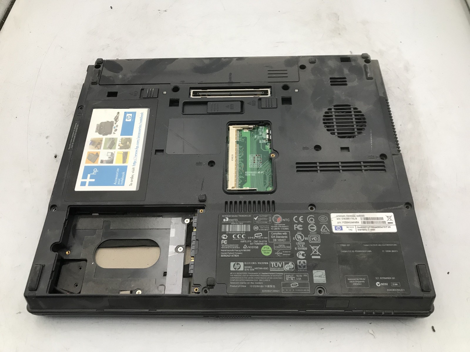 HP COMPAQ NC6220 – BOOTS TO BIOS – INTEL PENTIUM M – 512MB RAM – READ DESC – BB!