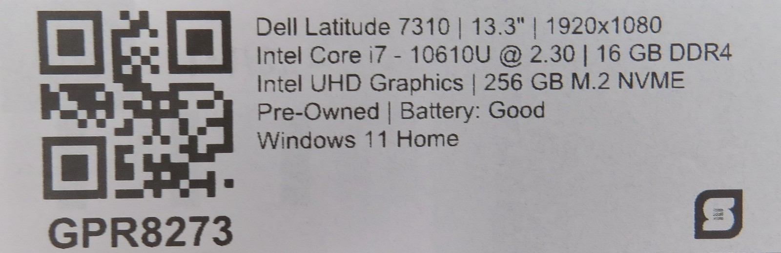 Dell Latitude 7310 Touch 2in1 _ i7-10610U _ 16GB RAM _ 256GB SSD _ W11H