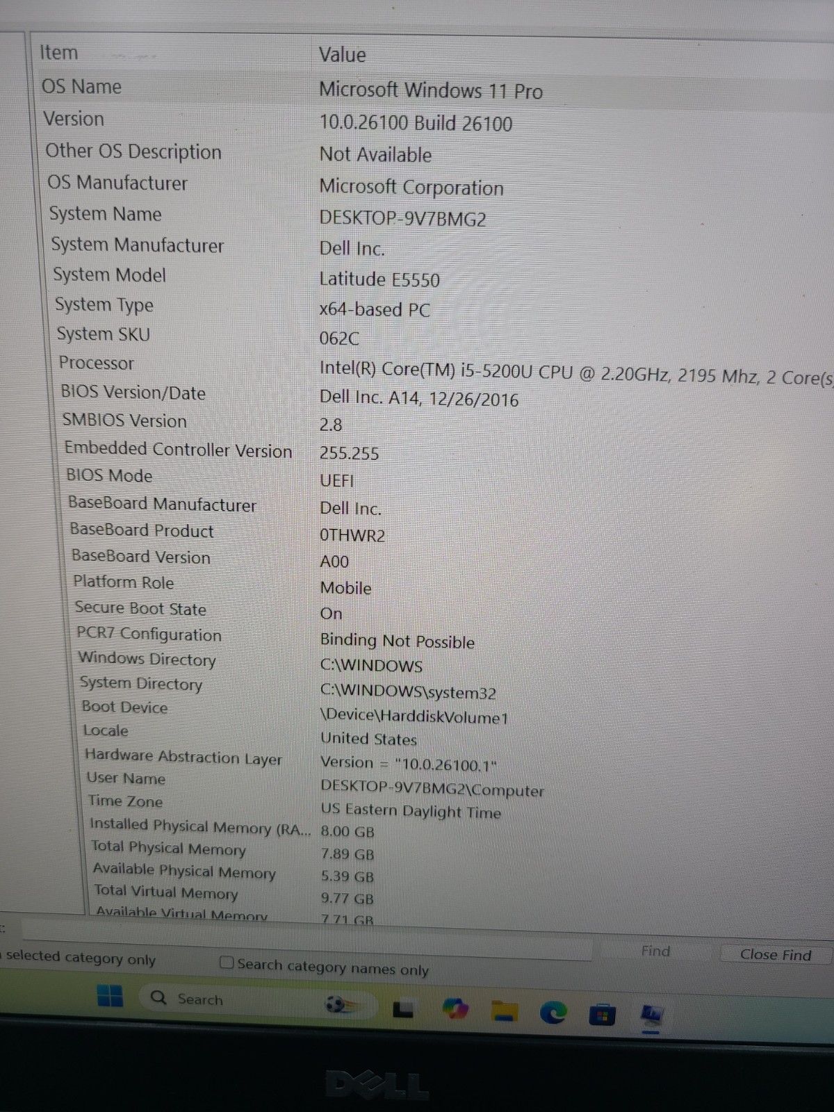 Dell Latitude e5550 i5-5200U 2.20GHz 8GB Ram 128GB SSD Win 11 Pro