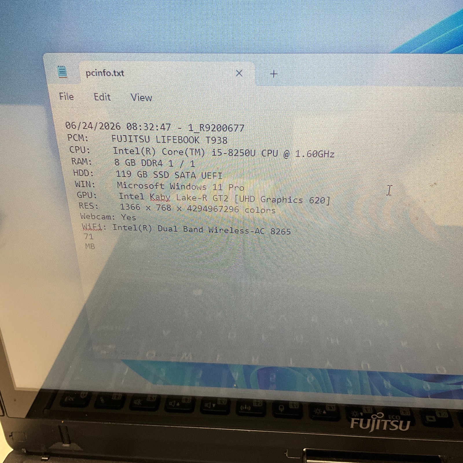 Fujitsu Lifebook T938 Laptop Intel Core i5-8250U @ 1.60 GHz 8GB 128GB SSD Win 11
