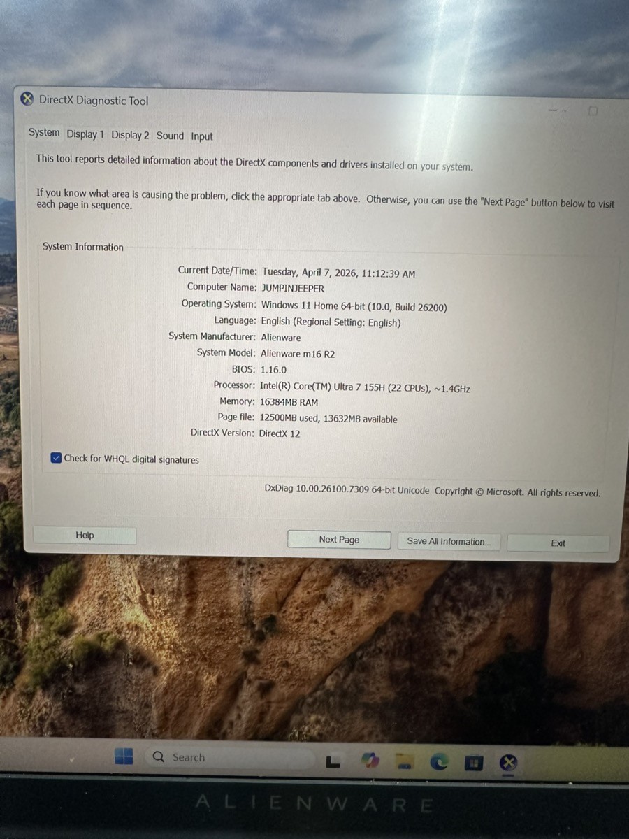 ALIENWARE P130F ULTRA 7 155H 16GB 1TB SSD RTX 4070 WIN 11 HOME (yle- (PBR119121)