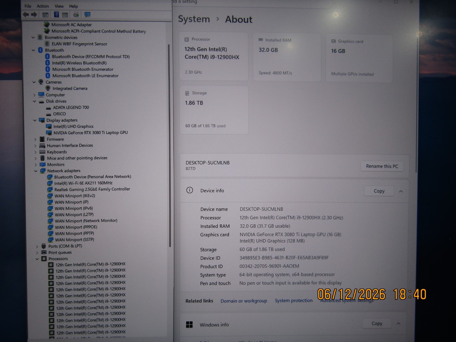 Lenovo Legion 7i 16 Gray 165Hz QHD+ 2.3 GHz i9-12900HX 32GB 2TB SSD RTX 3080 Ti