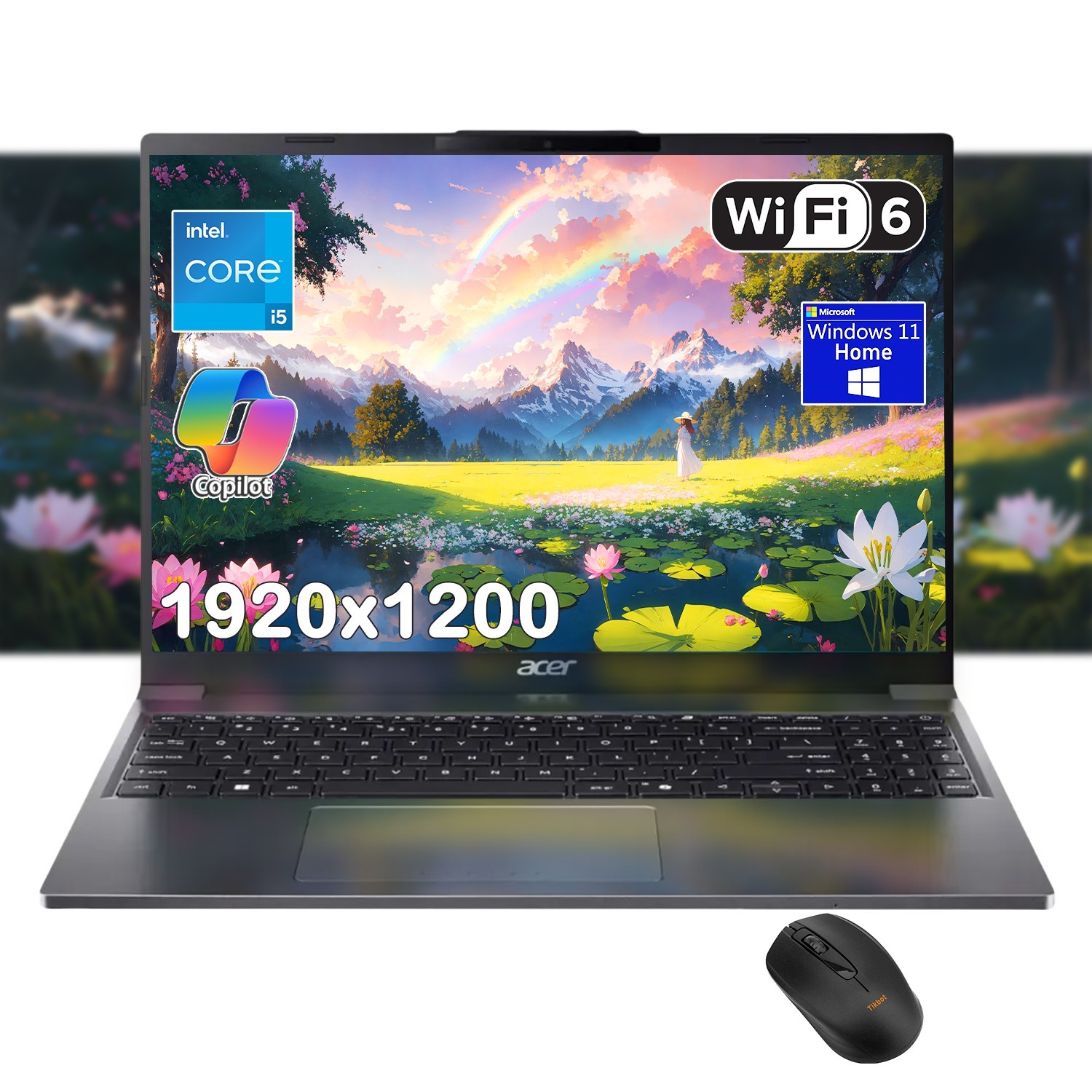 acer Aspire Go 15 Laptop, 15.3″ WUXGA,Intel 10-Core i5-1334U,AI Copilot,w/Mouse