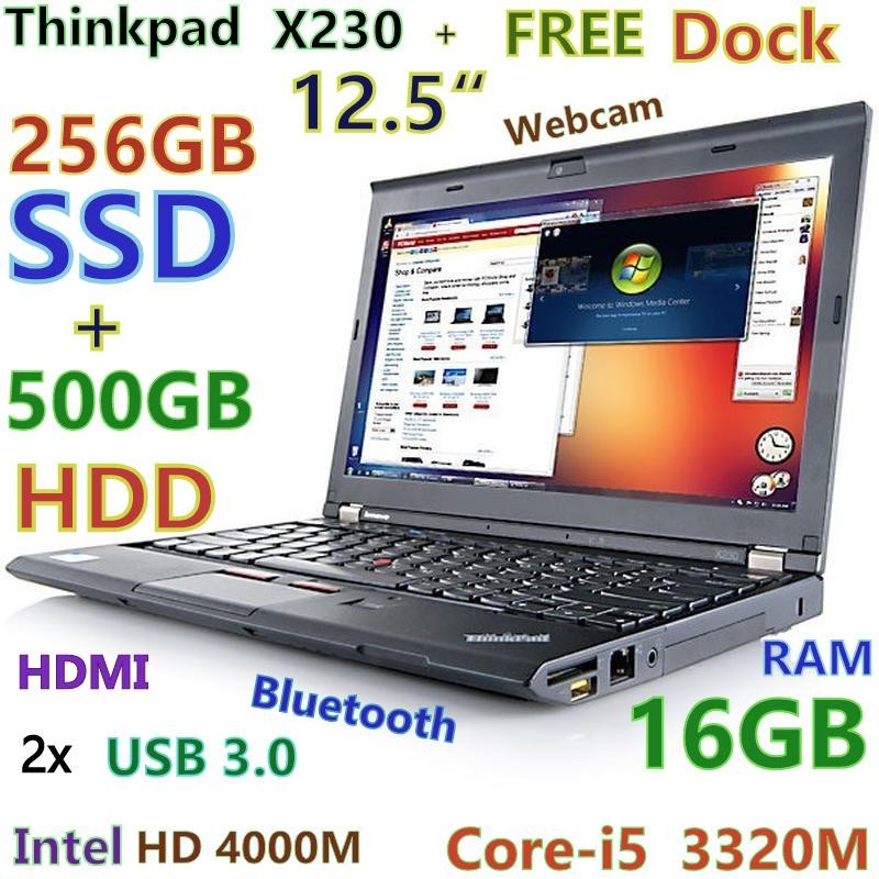 Lenovo Thinkpad X230 i5 12.5″ 256GB SSD+ 500GB 16GB Bluetooth + Docking DVDRW