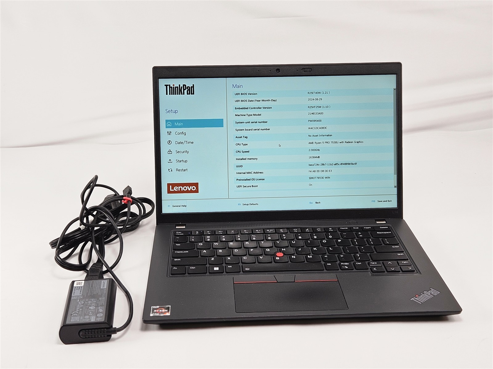 Lenovo ThinkPad L14 Gen 4 14″ AMD Ryzen 5 Pro 7530U 16GB RAM No Storage FHD