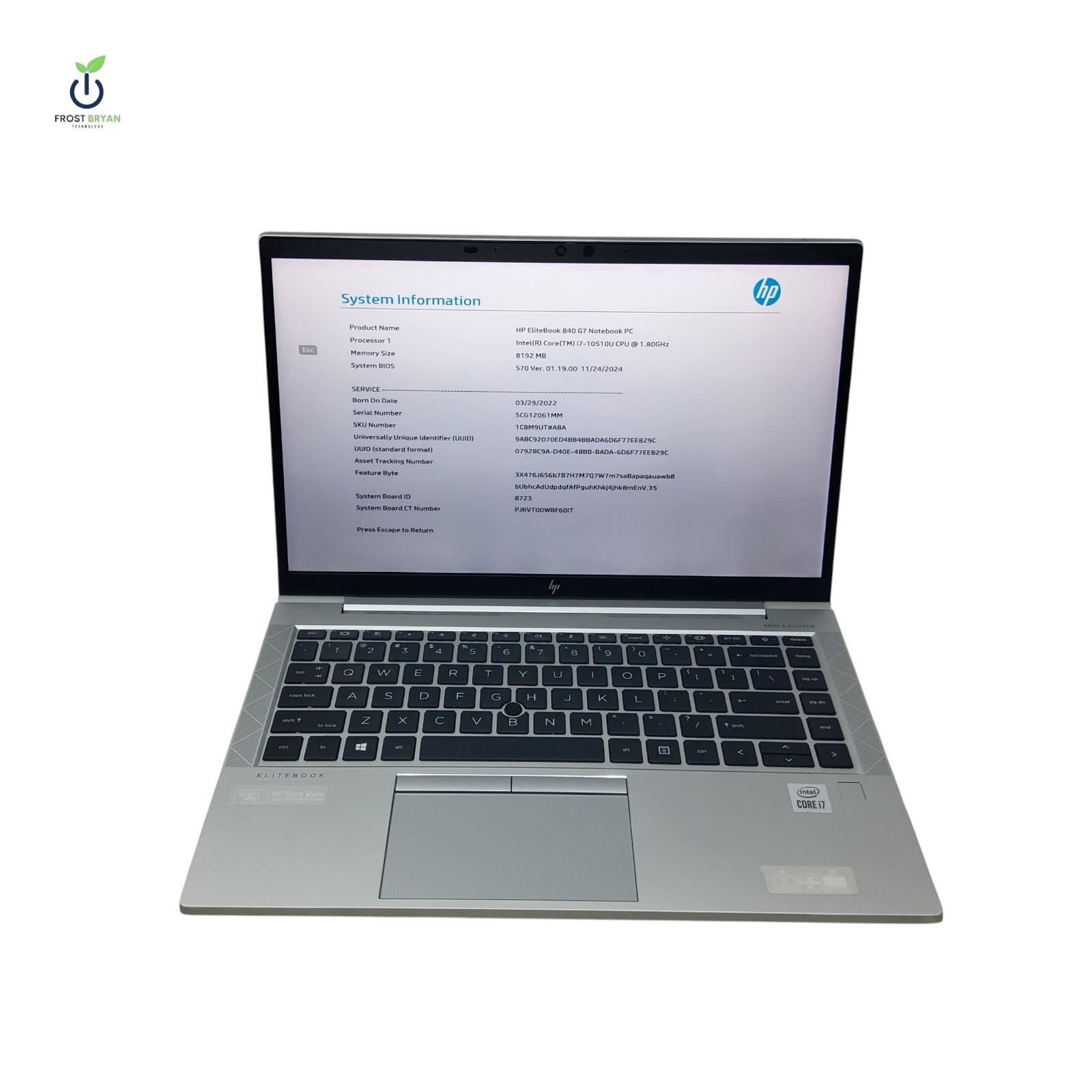 HP ELITEBOOK 840 G7 Laptop i7-10510U 8GB No SSD/OS Grade D [DEFECTIVE]