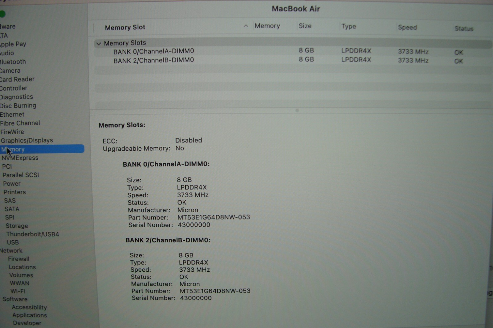 Apple MacBook Air 13″ A2179/BTO (2020) i7-1060NG7 1.2GHz 16GB 256GB OS Ventura