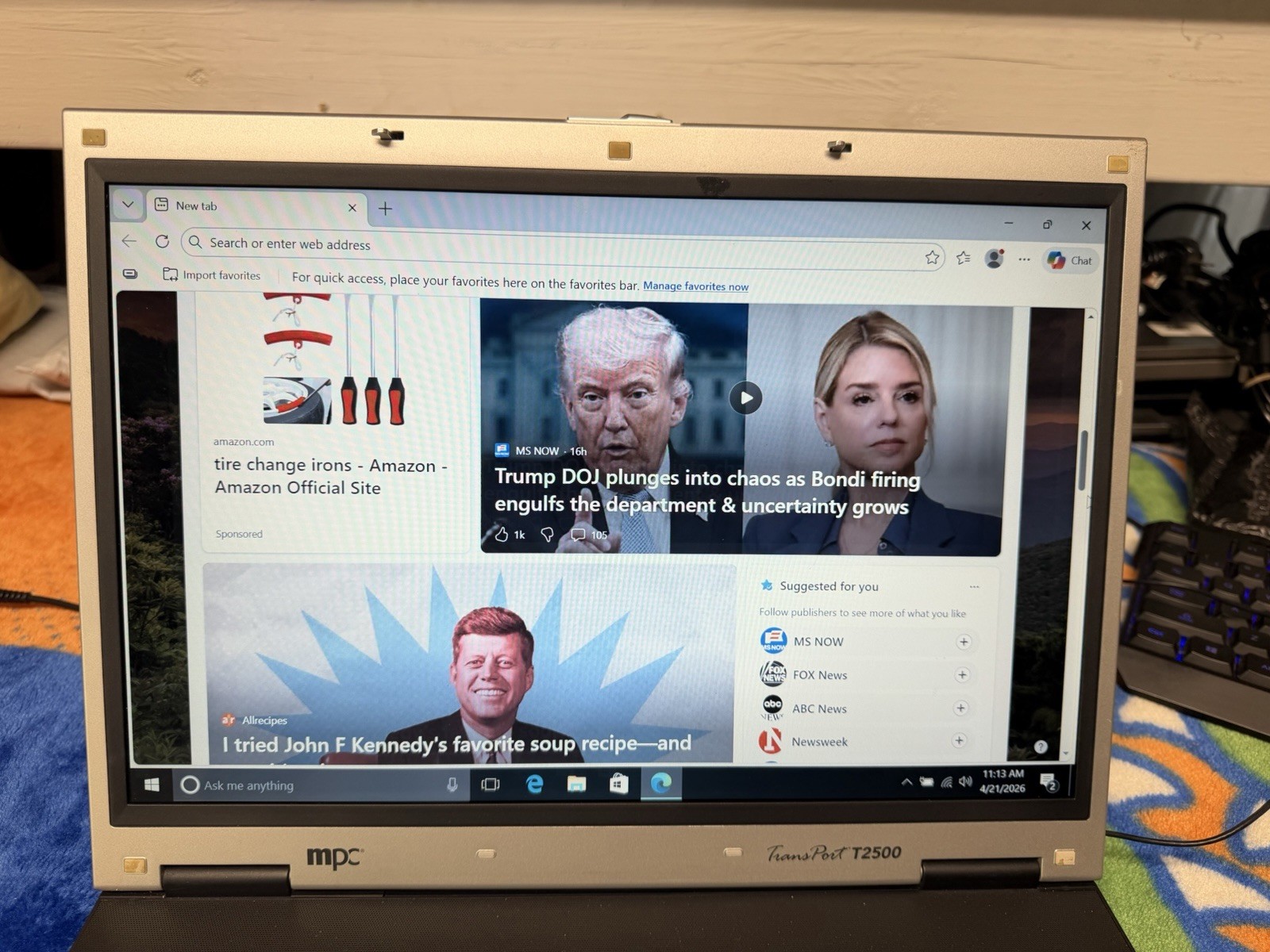 MPC Transport T2500 Laptop Computer 15.1 TFT Win10pro C2D 2.50 40GB 4GB DVDRW