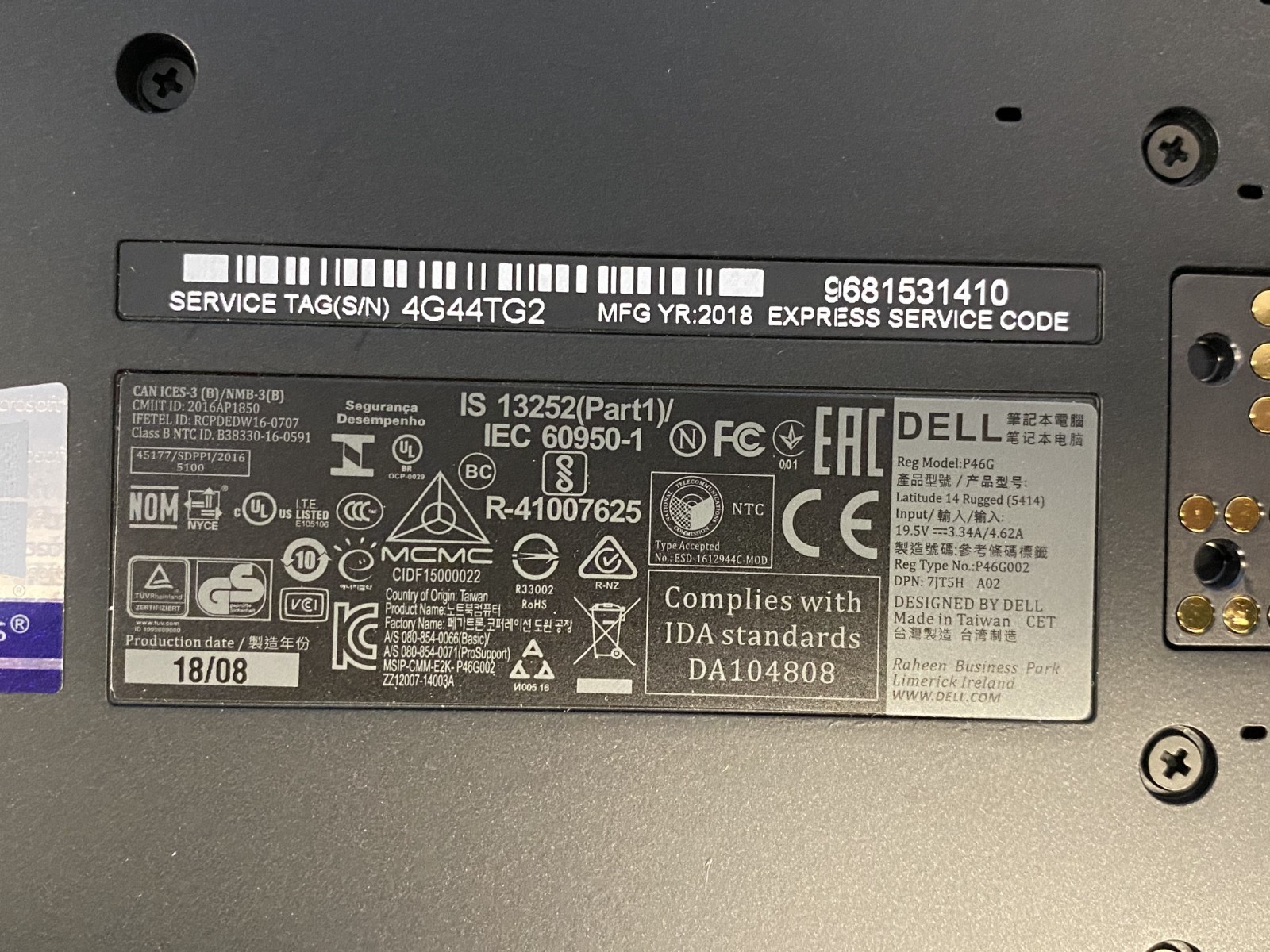 Dell Latitude 14 Rugged 5414 Laptop 14 in Touchscreen i7-6600U 8GB RAM No SSD