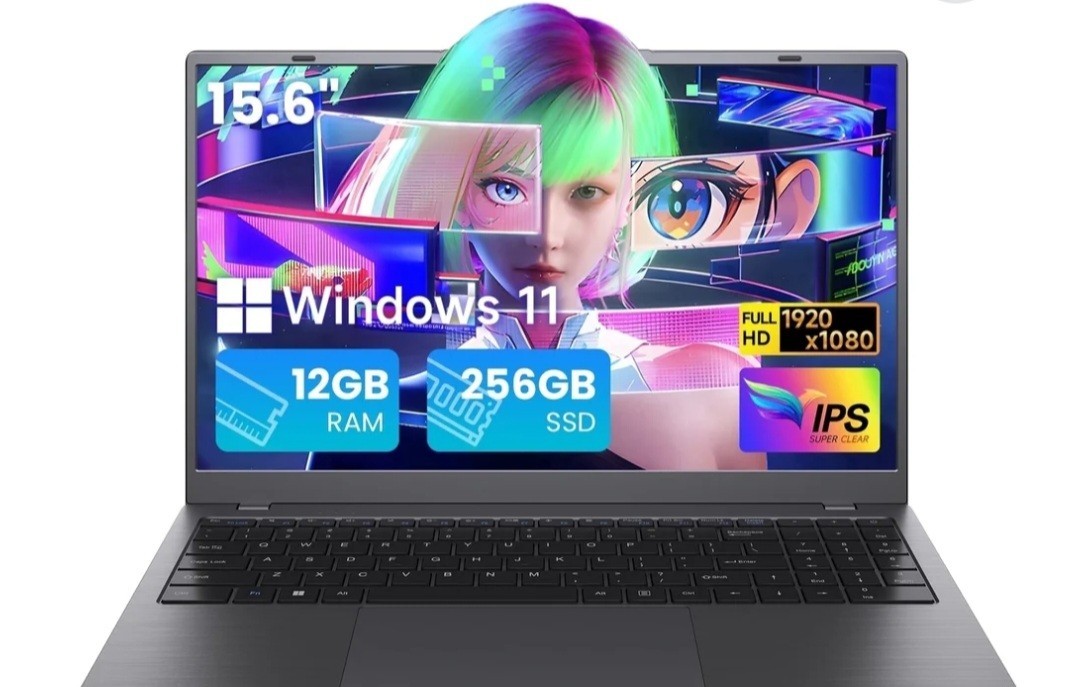 RNRUO 15.6″ Laptop Computer, 12GB DDR5 256G SSD, Intel N95 4 Core up to 3.6GHz