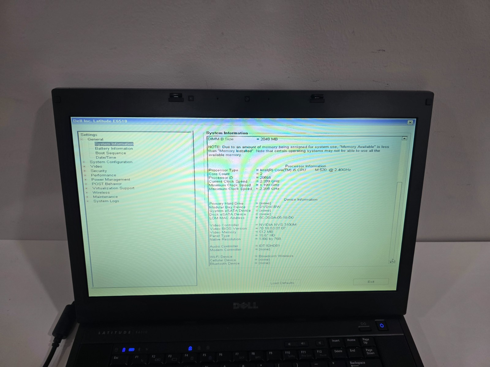 Dell Latitude E6510 Intel Core i5 CPU M 520 4GB Webcam