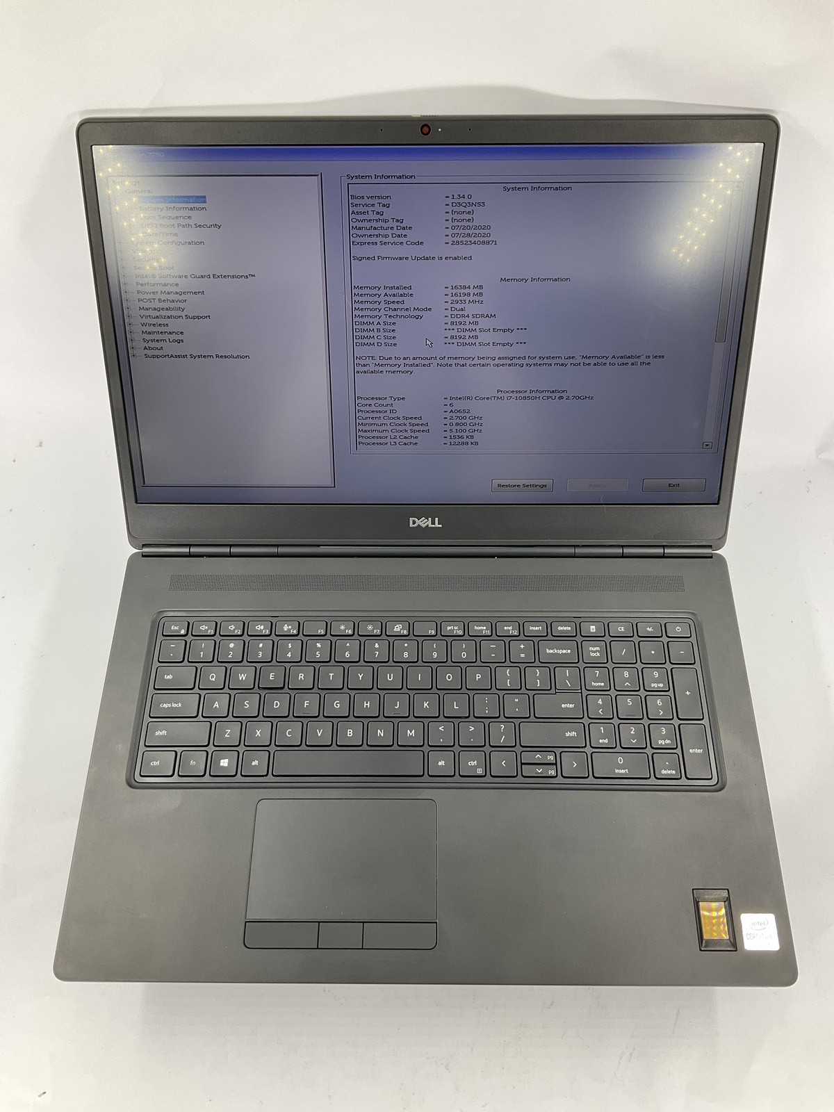 Dell Precision 7750 17.3″ Core i7-10850H 256GB 16GB Win 11 Pro T1000