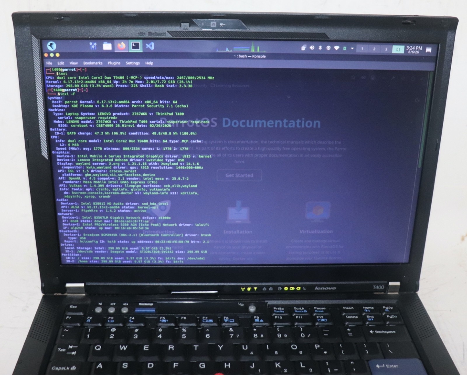 LibreBoot Lenovo ThinkPad T400|Int Core Duo@2.53GHz|8GRAM|320HDD|Parrot Security